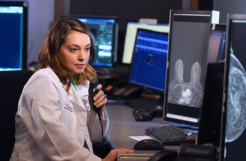 University of Florida breast imaging and intervention fellow reading mammography imaging